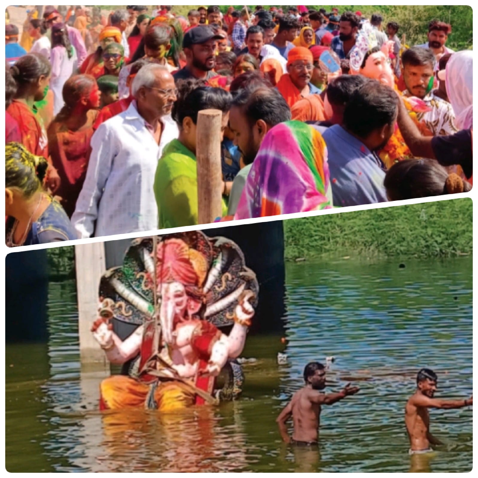 Ganesh idols were immersed with great pomp in the city