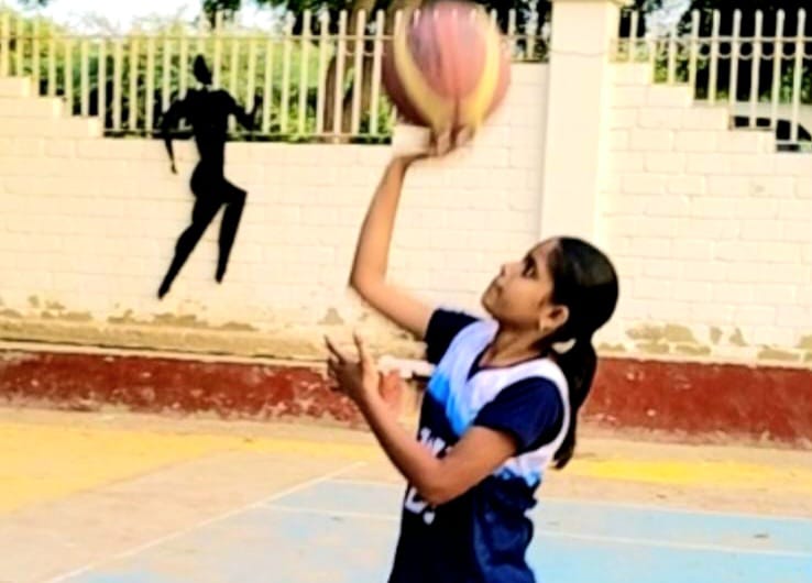 Sameeksha selected for the second time in Basketball Under-14 State Level Competition