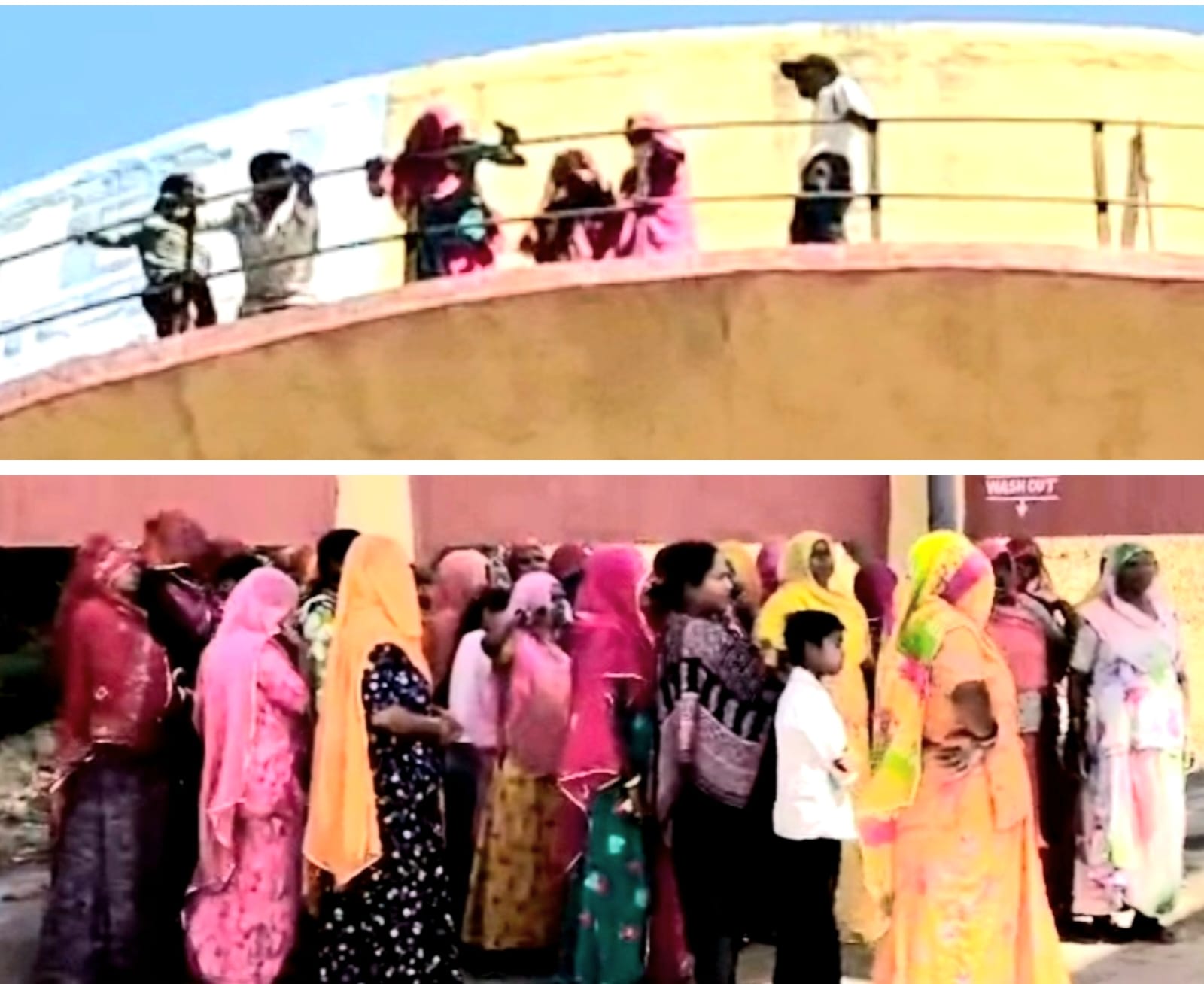 महिलाएं चढ़ी पानी के टैंक पर समझाइश के बाद उतरीं