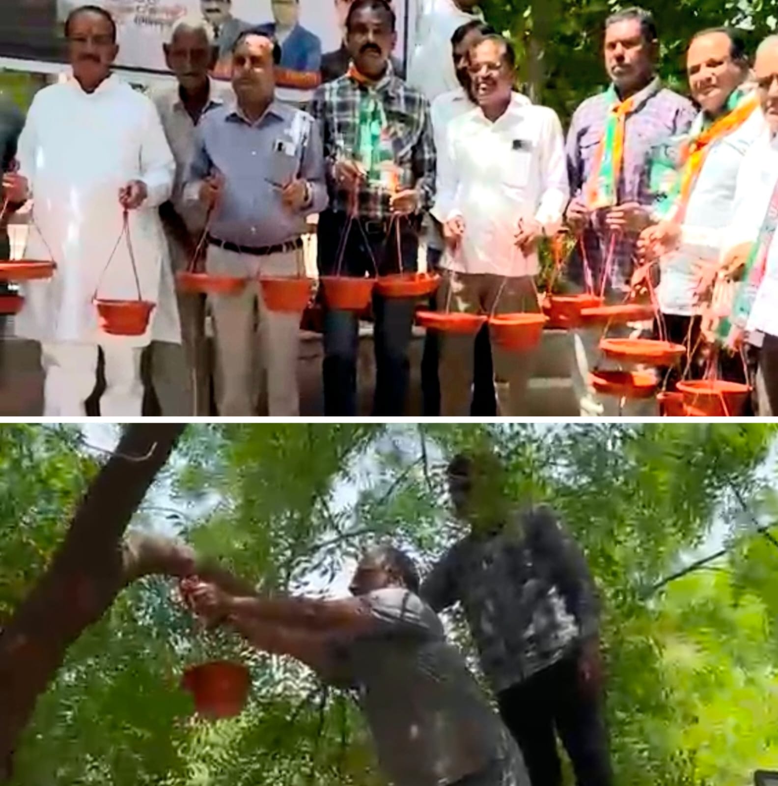 परिंडे लगाकर मनाया पूर्व मुख्यमंत्री का जन्म दिन