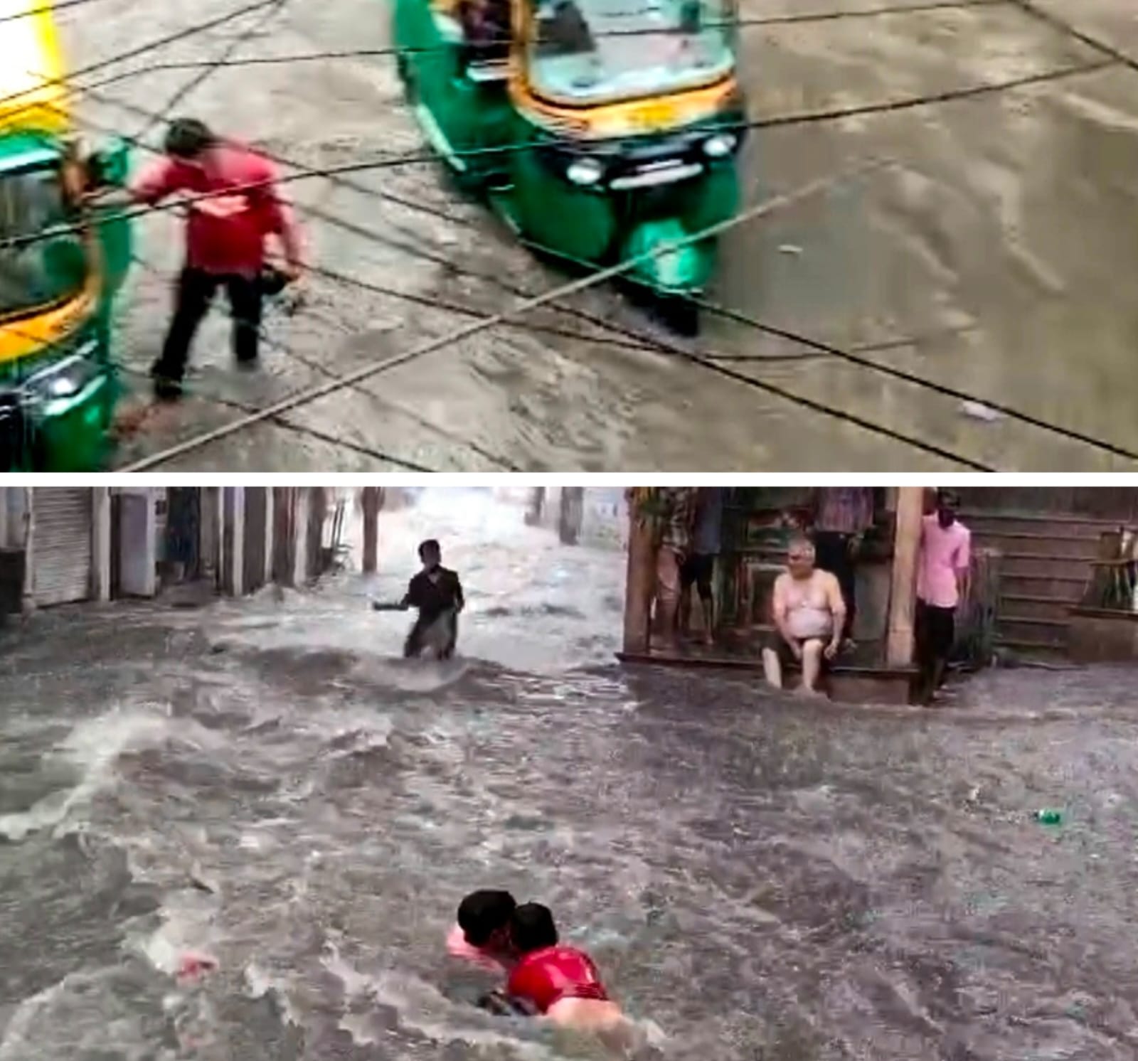 Torrential rain turned Jodhpur's roads into flowing streams.