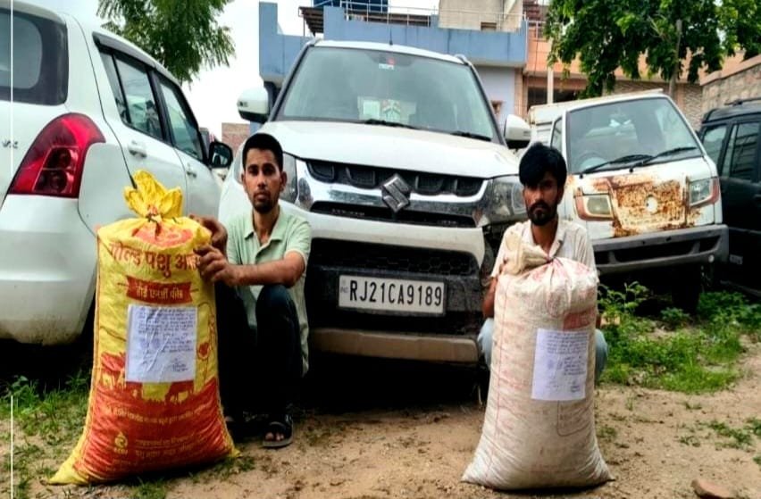 दो तस्कर गिरफ्तार 25.250 किलो डोडा-पोस्त व ब्रेजा कार जब्त