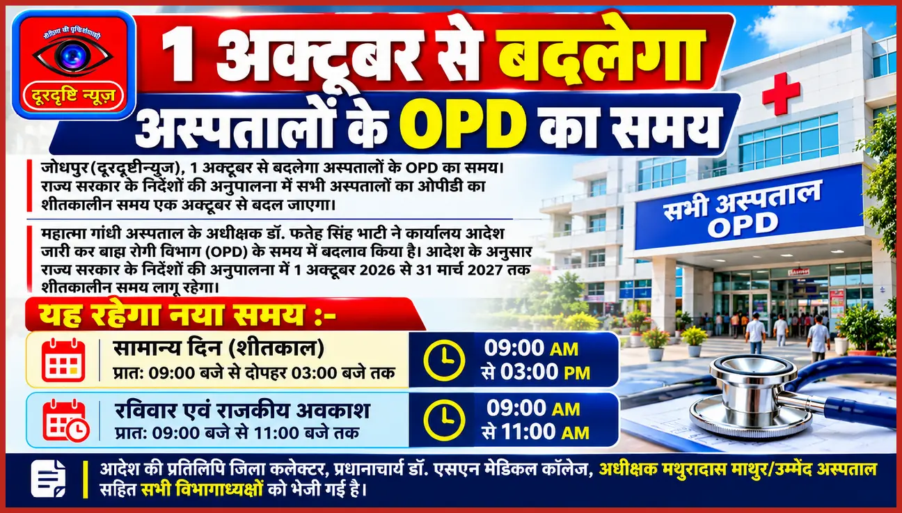 1अक्टूबर से बदलेगा अस्पतालों के OPD का समय