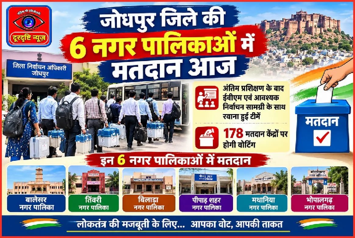 जोधपुर जिले की 6 नगर पालिकाओं में मतदान आज