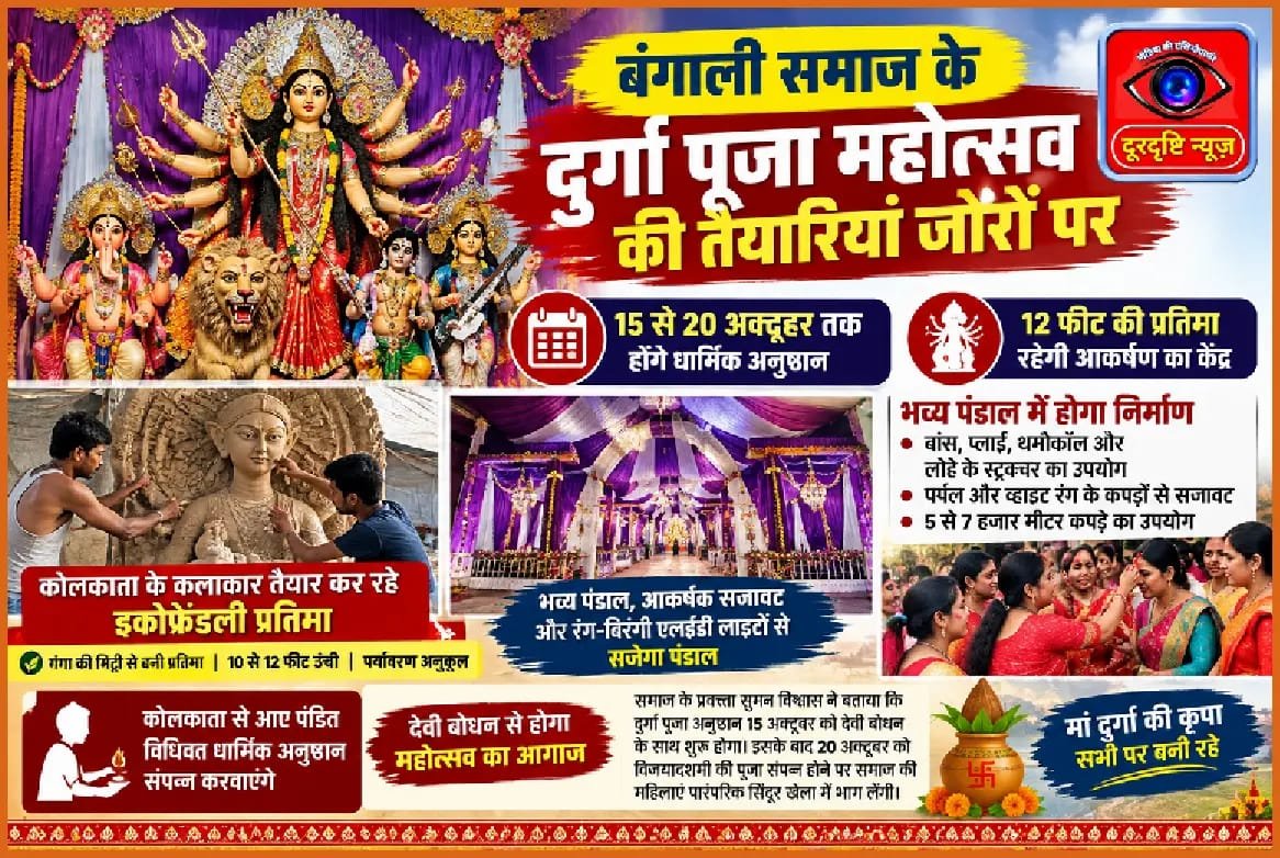 बंगाली समाज के दुर्गा पूजा महोत्सव की तैयारियां जोरों पर