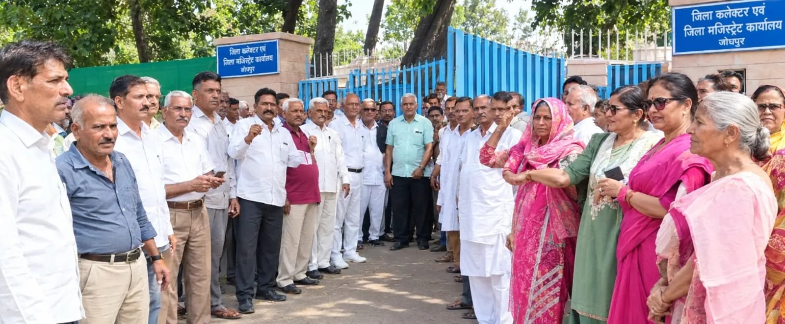 जेएनवीयू के पेंशनर्स ने कुलगुरु आवास के बाहर किया प्रदर्शन